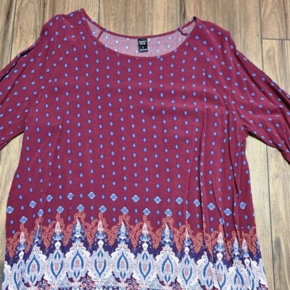 EMERY ROSE Pink Geometric Tunic Top Boho Print‎ Size L
